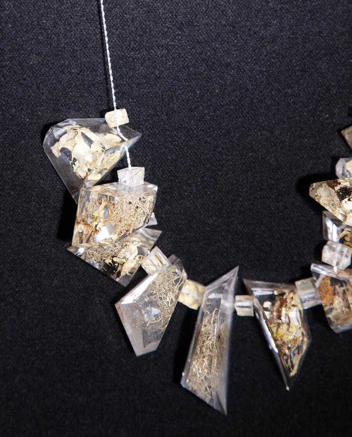 'clear luxury' geometric hand carved art beads necklace