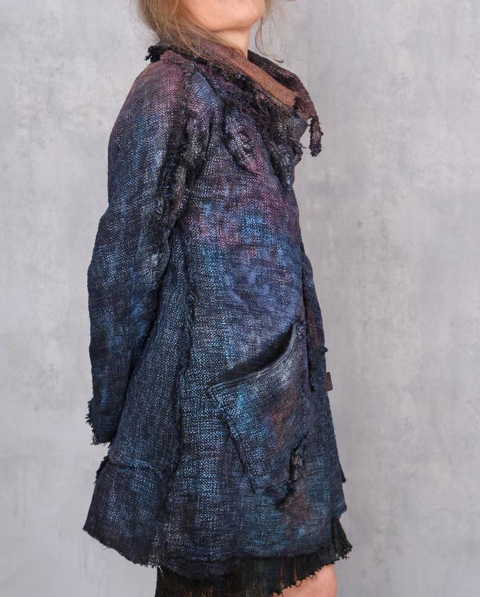 'comfortably sparkly' woven hand-painted jacket