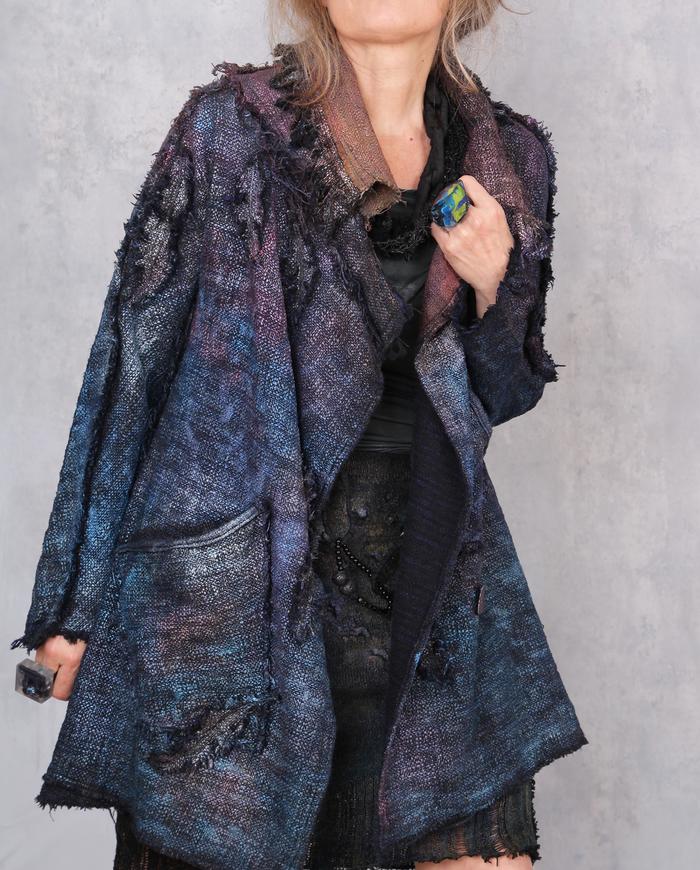 'comfortably sparkly' woven hand-painted jacket