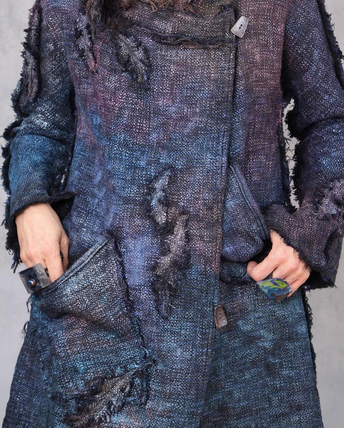 'comfortably sparkly' woven hand-painted jacket