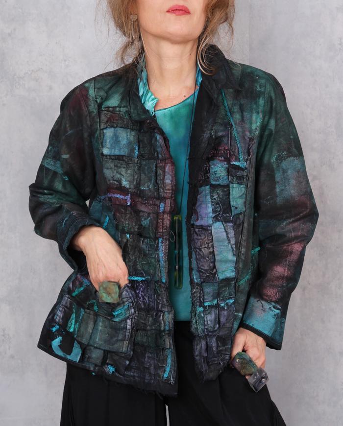 'checked to shine' detailed short art jacket