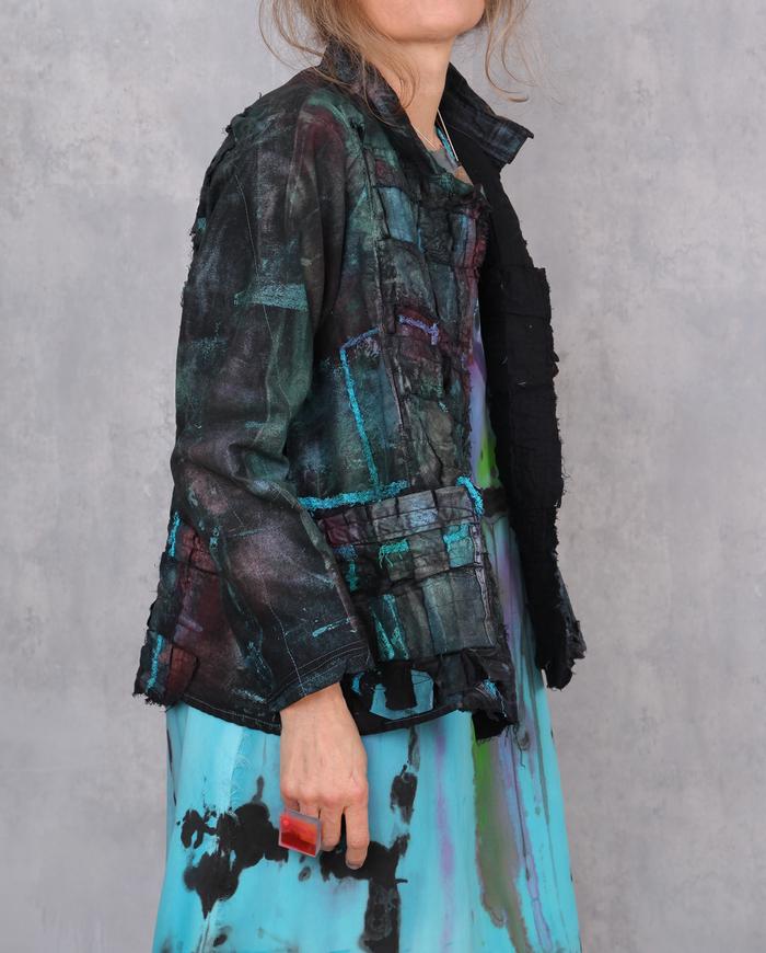 'checked to shine' detailed short art jacket