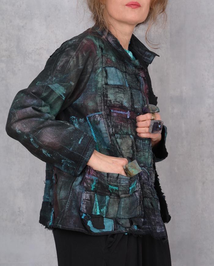 'checked to shine' detailed short art jacket