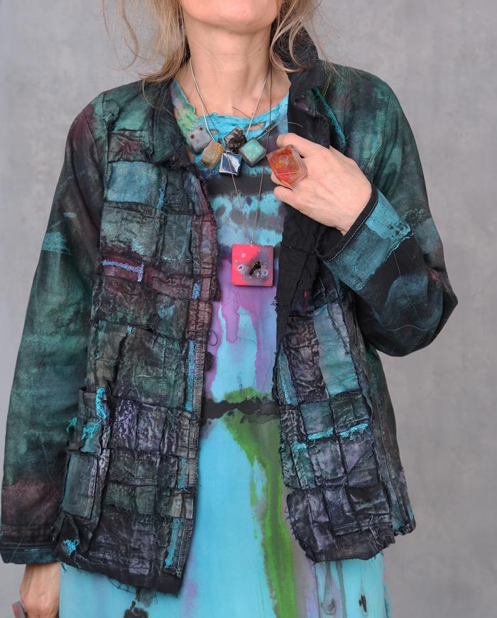 'checked to shine' detailed short art jacket