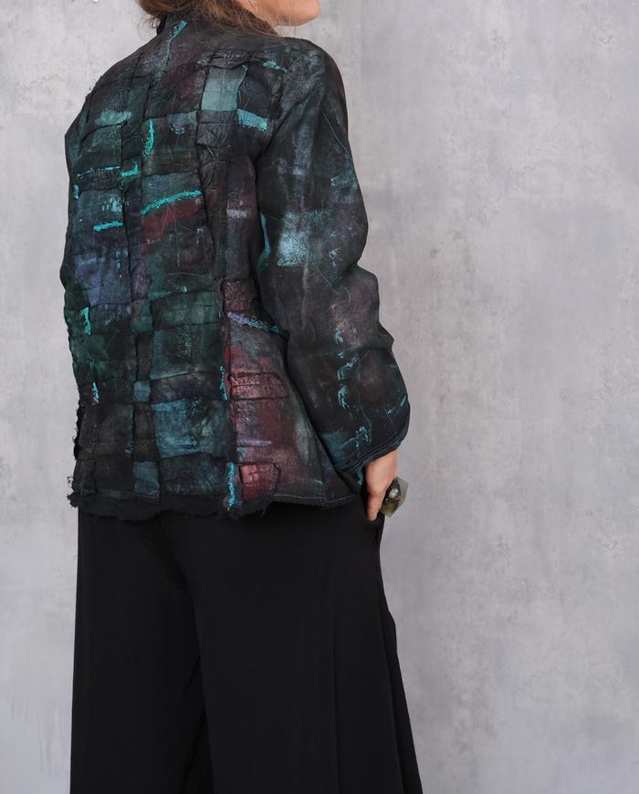 'checked to shine' detailed short art jacket