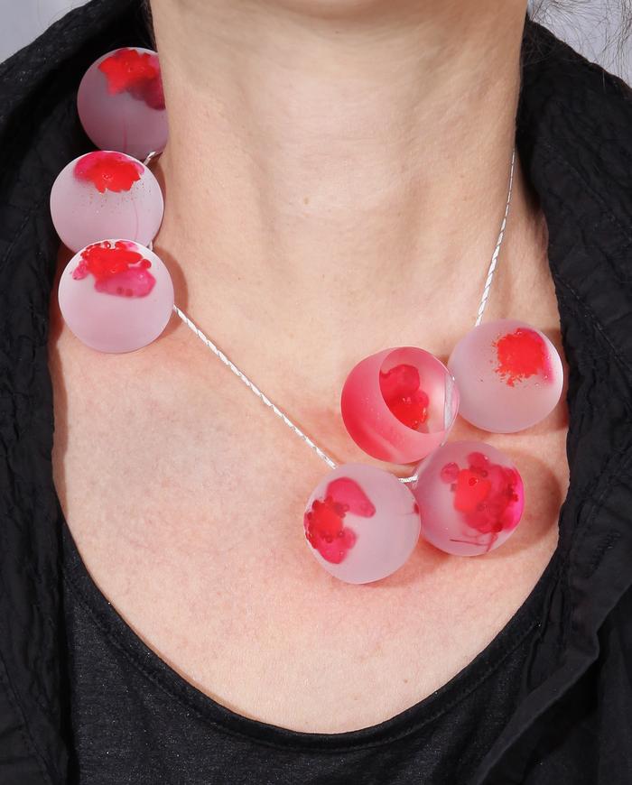 'abstract bouquet-to-wear' hand-carved chunky luminescent necklace