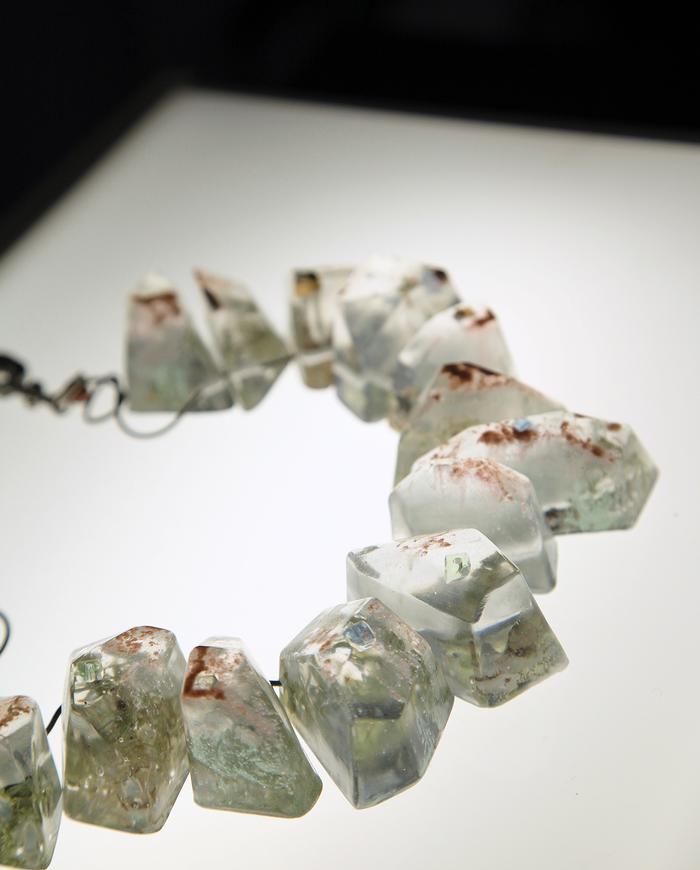 'always with nature' clear translucent large gem beads art necklace