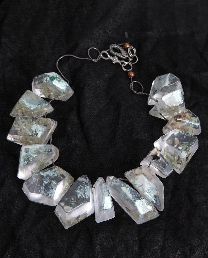 'always with nature' clear translucent large gem beads art necklace