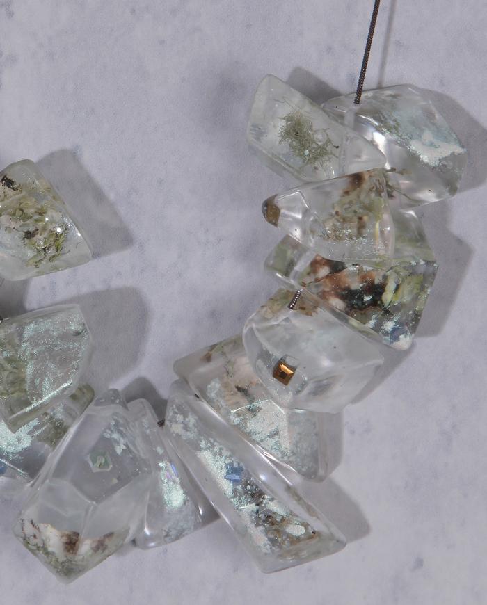 'always with nature' clear translucent large gem beads art necklace