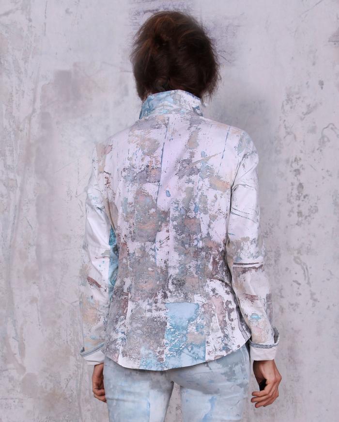 tailored fit hand-painted button-down shirt or jacket in pastels