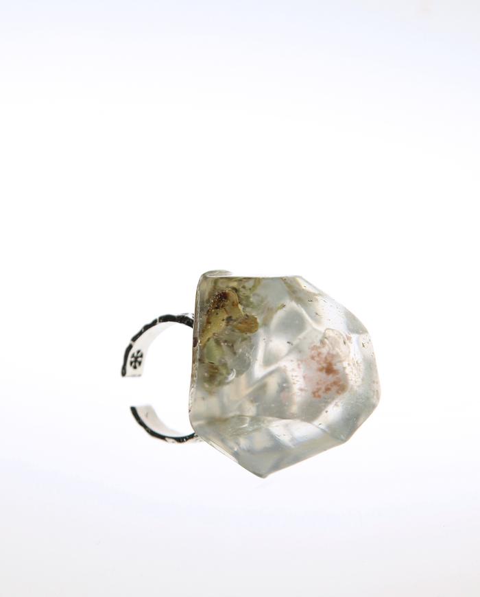 'chip off an iceberg' clear geometric carved gem ring