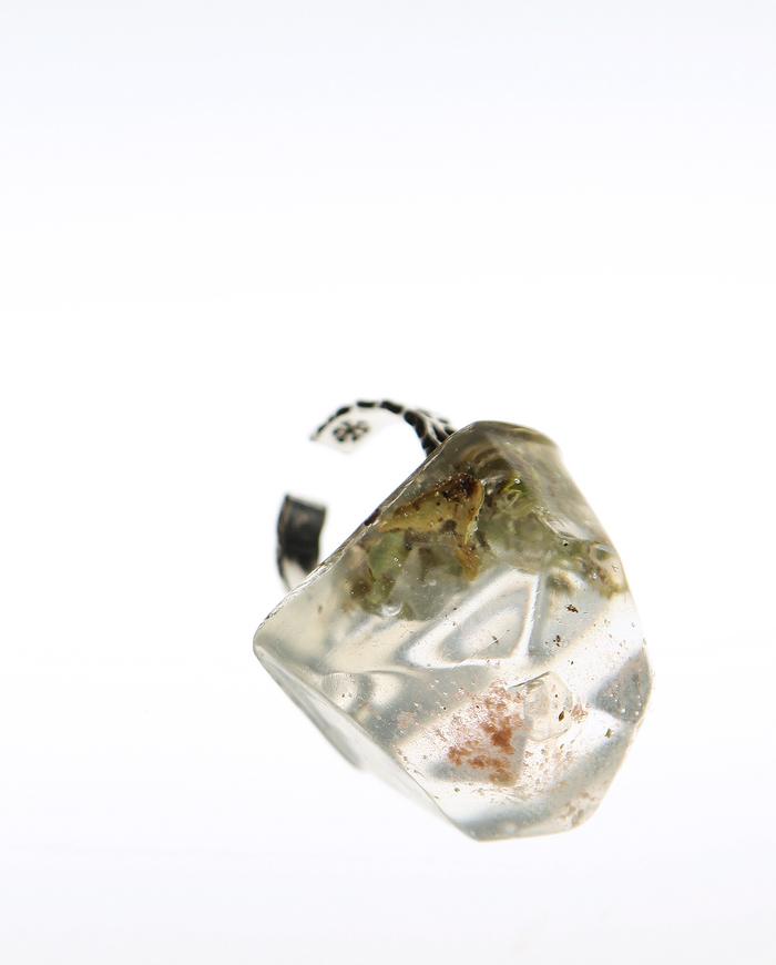'chip off an iceberg' clear geometric carved gem ring