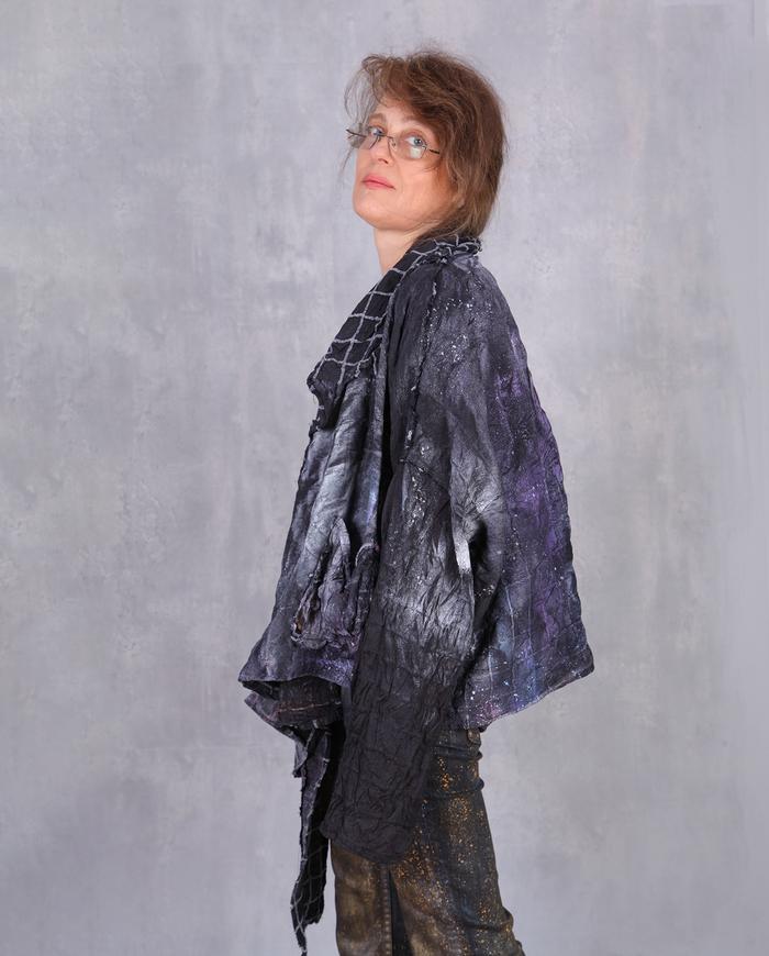 'forward and reverse' oversized silk jacket and scarf