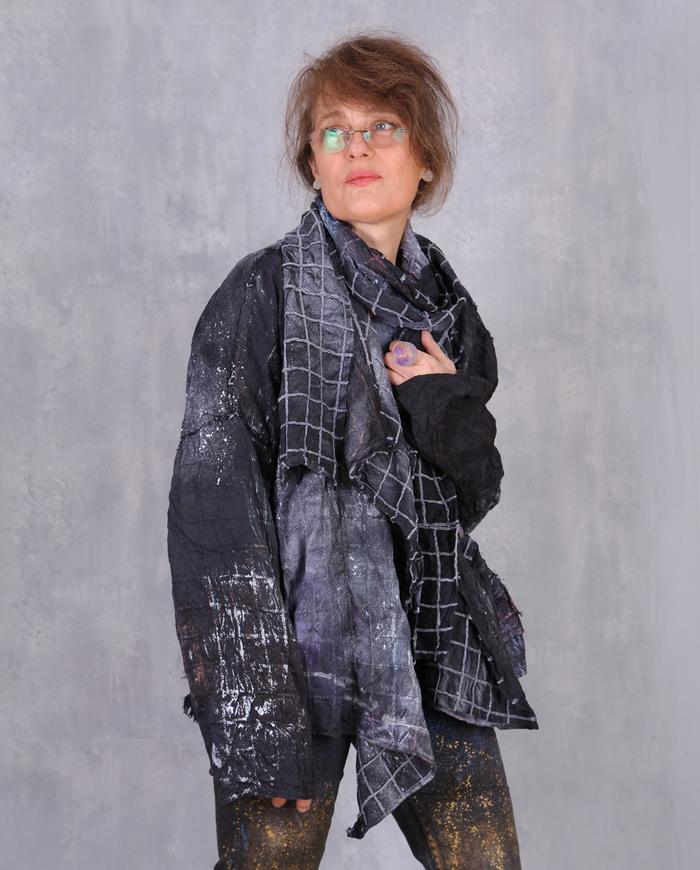 'forward and reverse' oversized silk jacket and scarf