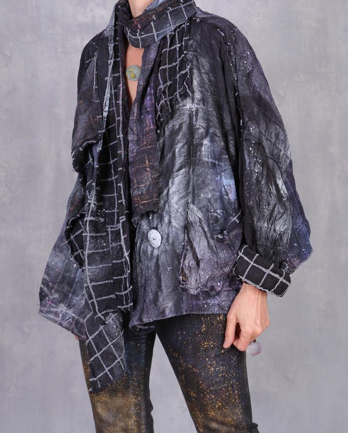 'forward and reverse' oversized silk jacket and scarf