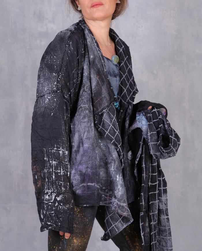 'forward and reverse' oversized silk jacket and scarf