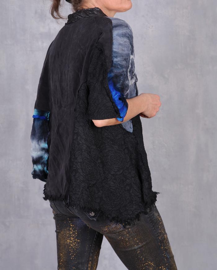 'bohemian jewels' short oversized sot silk top