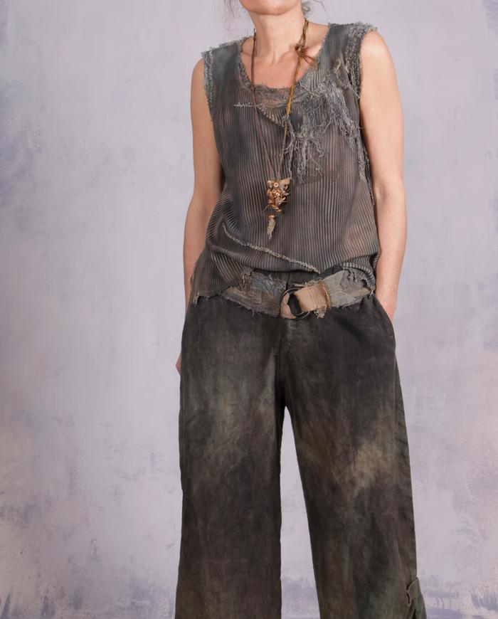 'natural flow' detailed knit silk sleeveless top