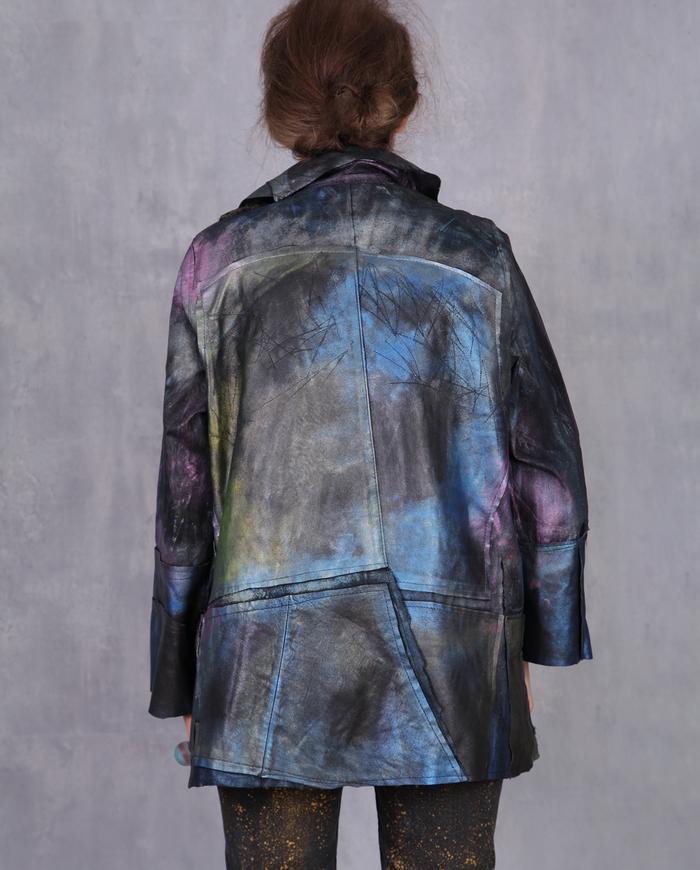 'night and day fun' soft recycled leather sparkly jacket
