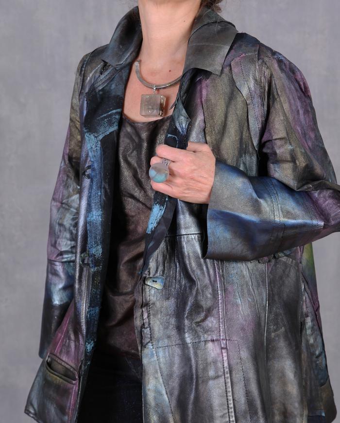 'night and day fun' soft recycled leather sparkly jacket