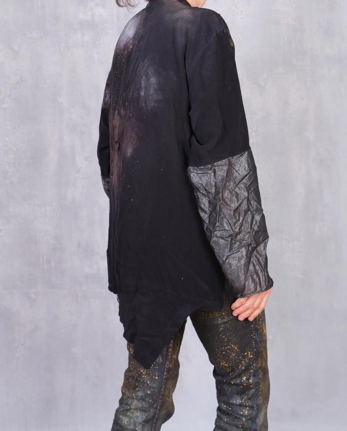 'sparkle in the dark' asymmetrical avant-garde silk blouse