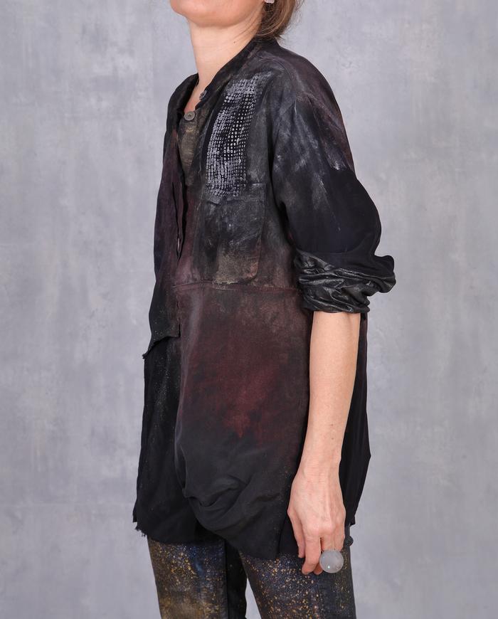 'sparkle in the dark' asymmetrical avant-garde silk blouse