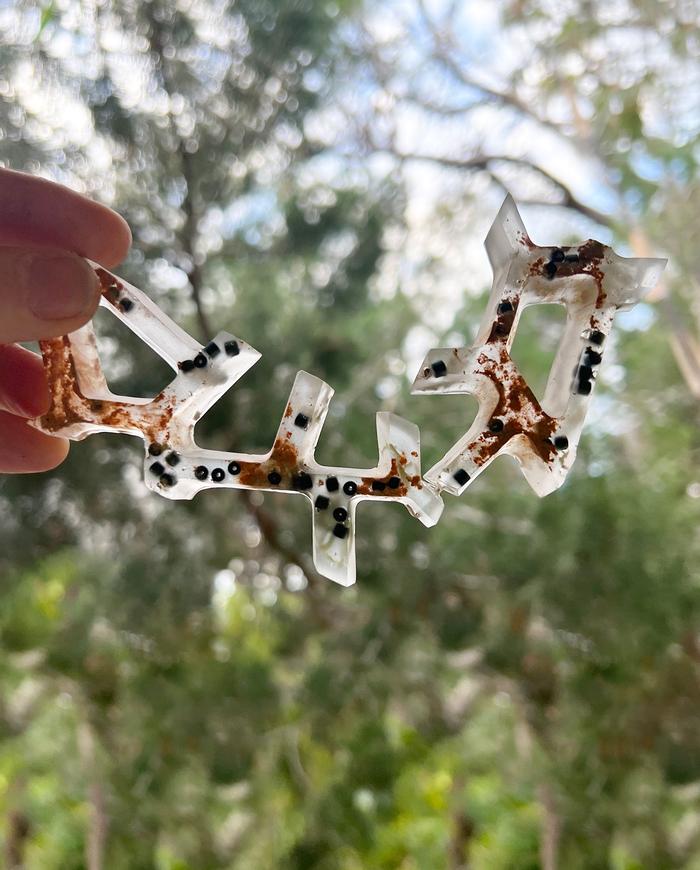 'gilded angles' geometric two-sided art necklace