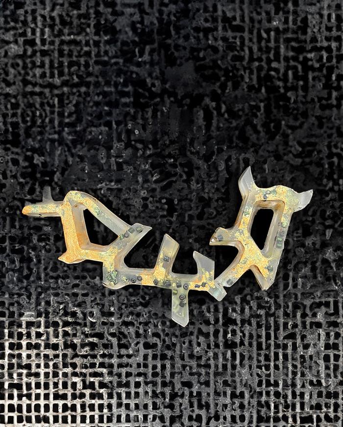 'gilded angles' geometric two-sided art necklace