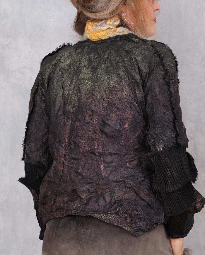 'cascading textures' detailed avant-garde fitted jacket