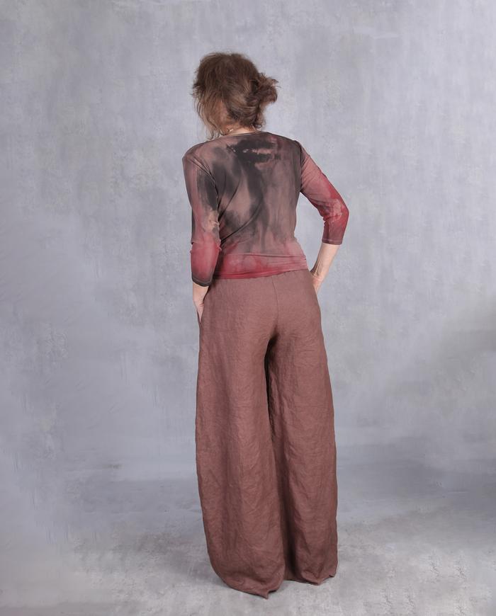 'chocolate comfort' casual Belgian linen pants with pockets