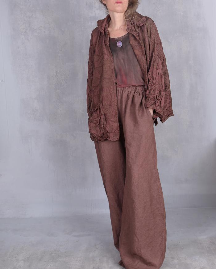 'chocolate comfort' casual Belgian linen pants with pockets