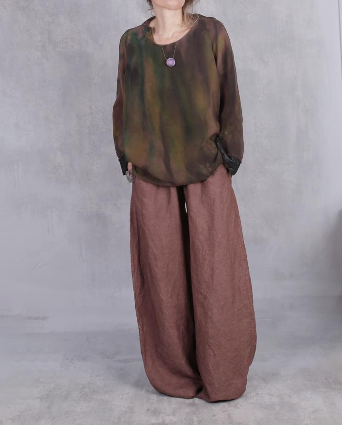 'chocolate comfort' casual Belgian linen pants with pockets