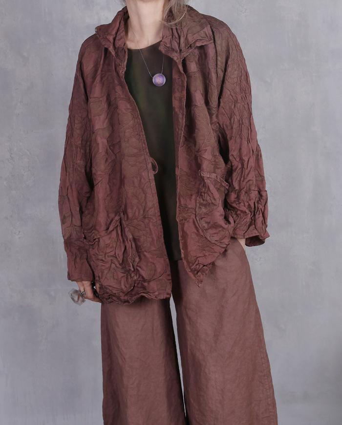 'textured chocolate' hand-dyed oversized silk jacket