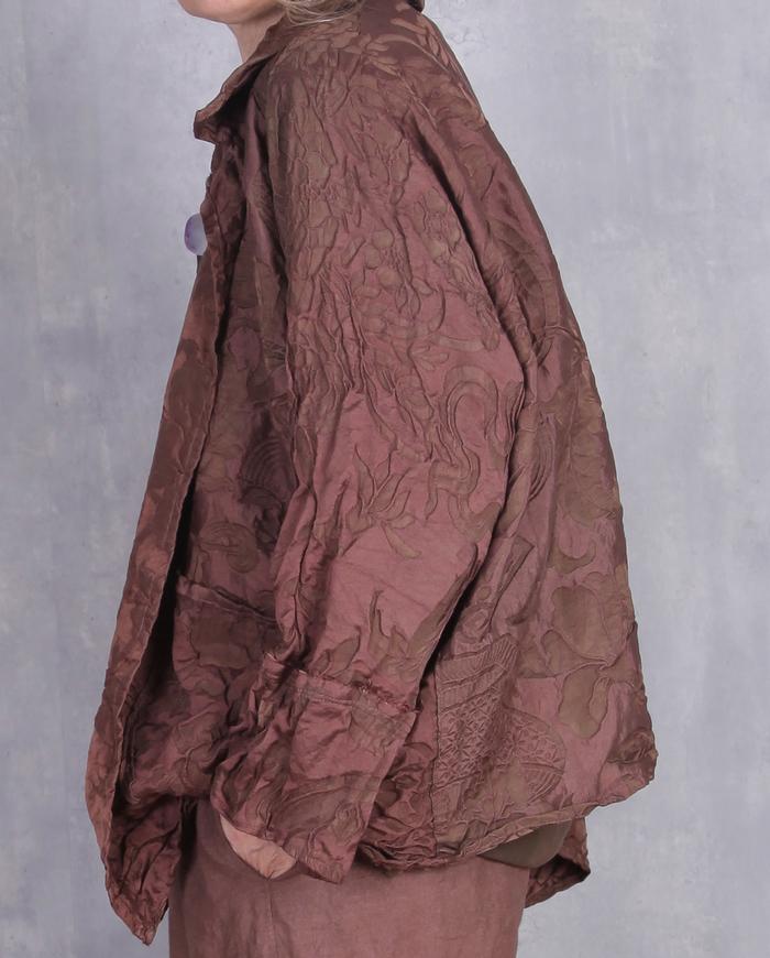 'textured chocolate' hand-dyed oversized silk jacket