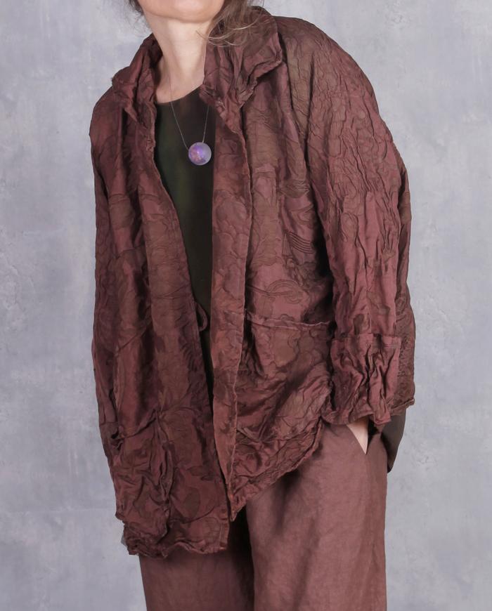 'textured chocolate' hand-dyed oversized silk jacket