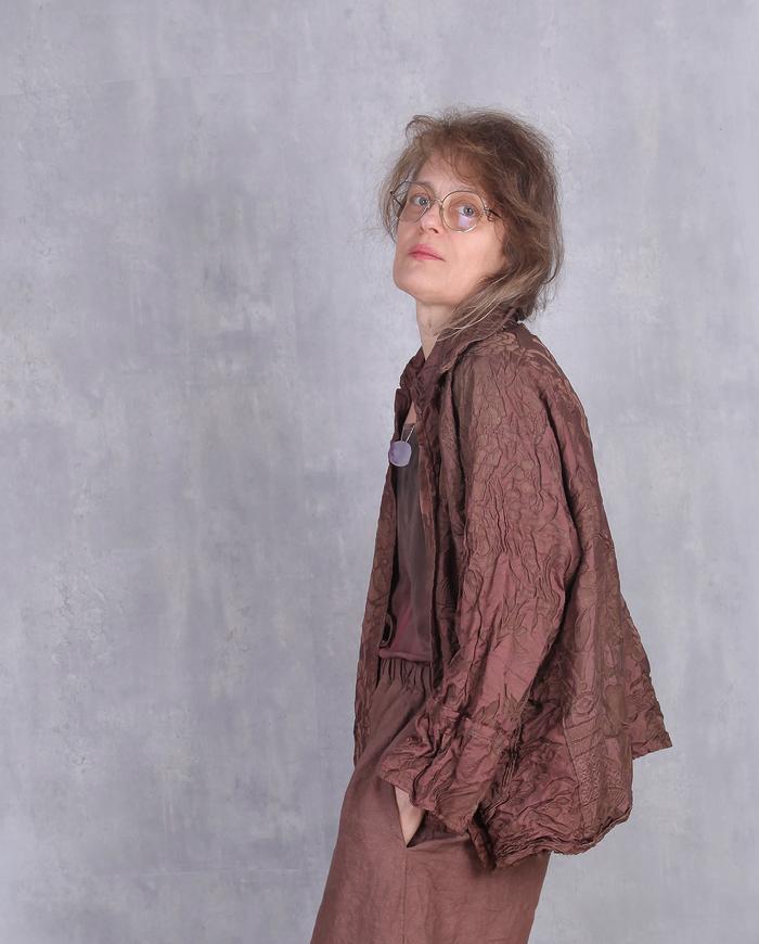 'textured chocolate' hand-dyed oversized silk jacket