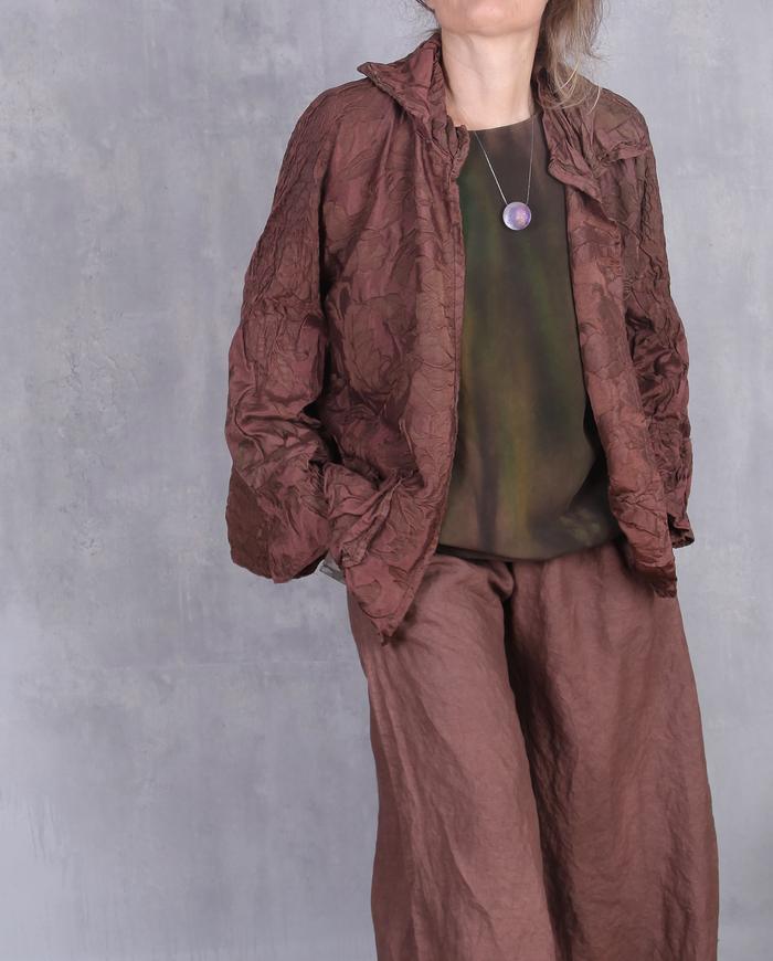 'textured chocolate' hand-dyed oversized silk jacket