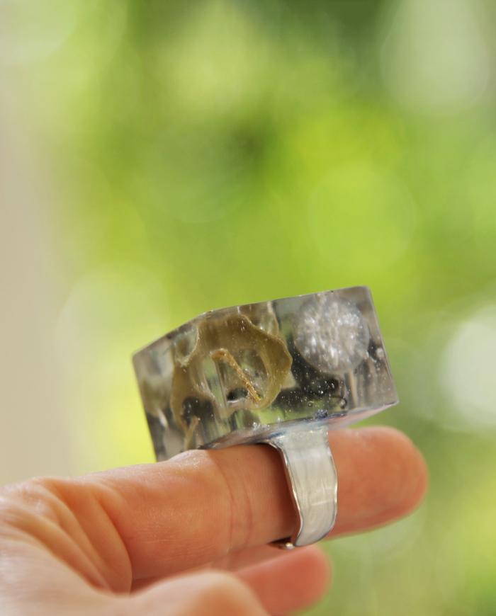 'sea world reinvented' clear cube art ring