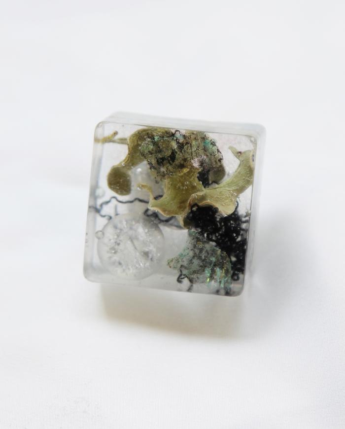 'sea world reinvented' clear cube art ring