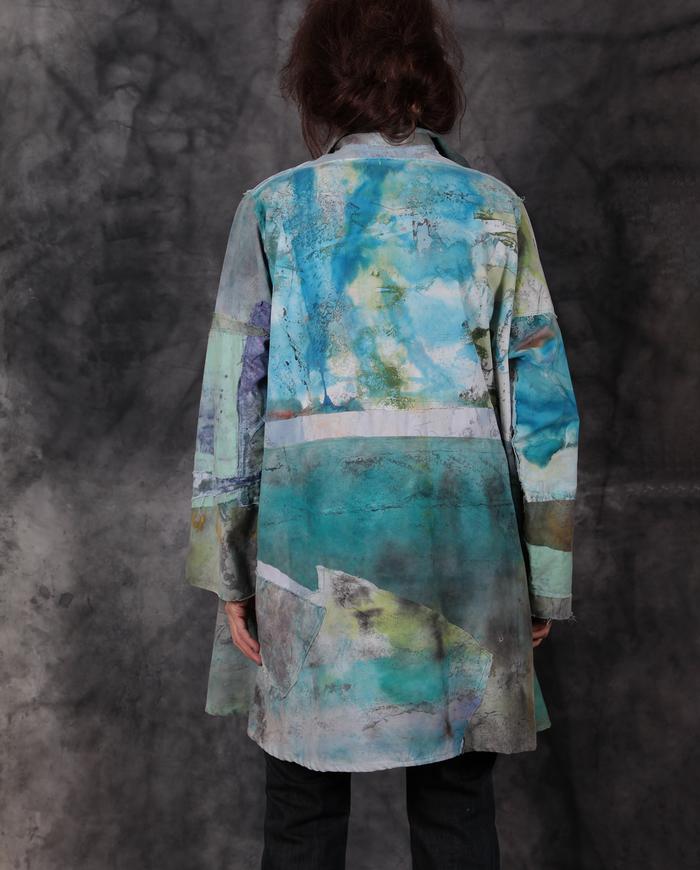 tropical patchwork brushed cotton hand-painted jacket