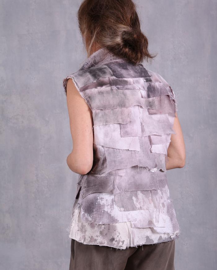 'happily layered' distressed detailed vest or snap-down top