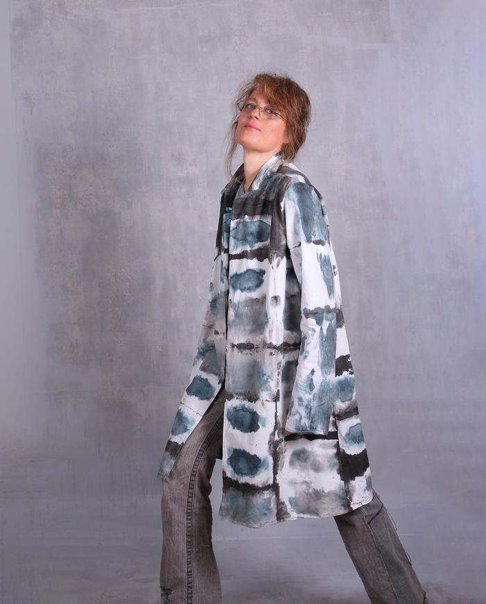 'eurythmically matched' hand-painted kaftan jacket