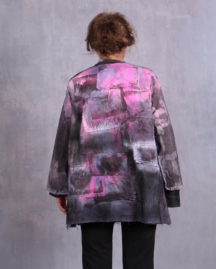 'pink leaves falling' jacket with overlay