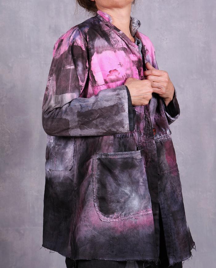 'pink leaves falling' jacket with overlay