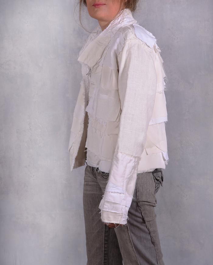 'a white dream' fully layered  asymmetrical art jacket