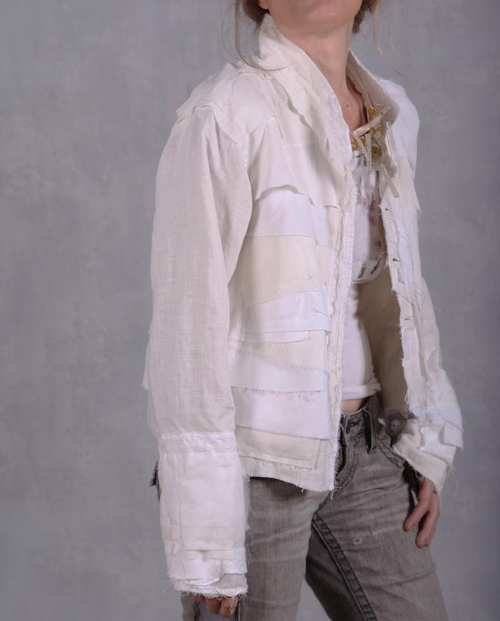 'a white dream' fully layered  asymmetrical art jacket