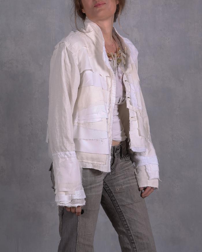 'a white dream' fully layered  asymmetrical art jacket