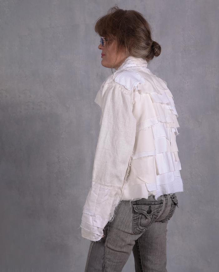 'a white dream' fully layered  asymmetrical art jacket