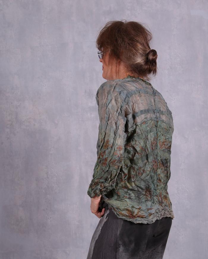 'crinkled delight' antique silk distressed blouse