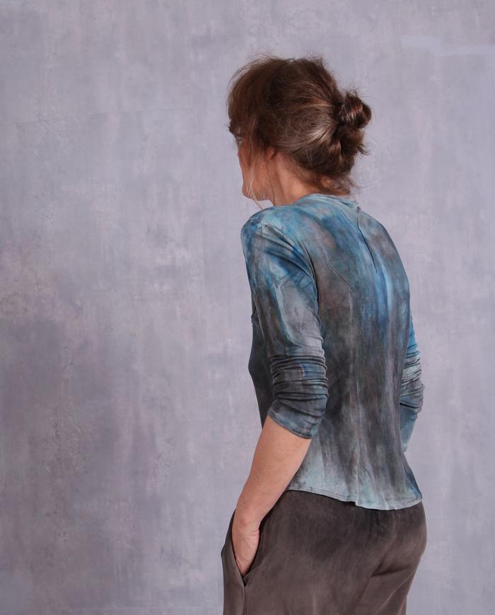 'wearing the sky' silk knit long-sleeve top